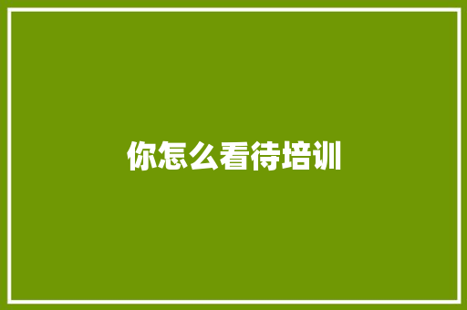 你怎么看待培训