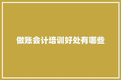 做账会计培训好处有哪些