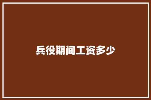 兵役期间工资多少