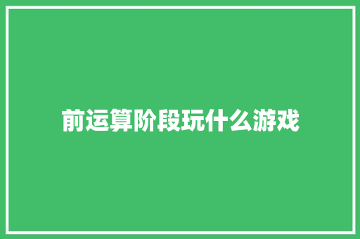 前运算阶段玩什么游戏
