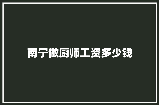 南宁做厨师工资多少钱