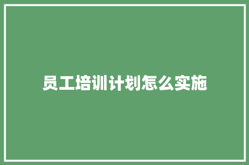 员工培训计划怎么实施