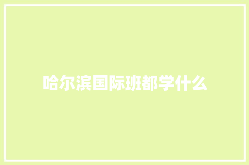 哈尔滨国际班都学什么 演讲稿