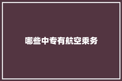 哪些中专有航空乘务