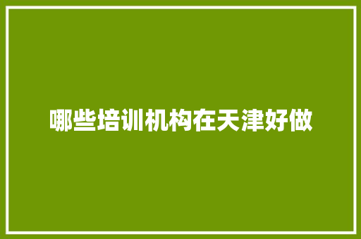 哪些培训机构在天津好做