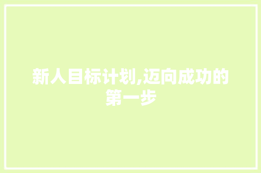 新人目标计划,迈向成功的第一步