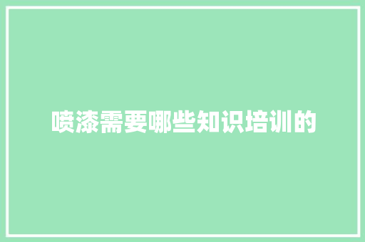 喷漆需要哪些知识培训的