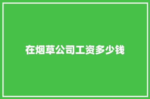 在烟草公司工资多少钱