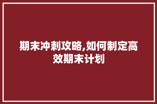 期末冲刺攻略,如何制定高效期末计划