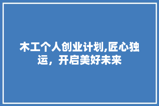 木工个人创业计划,匠心独运，开启美好未来