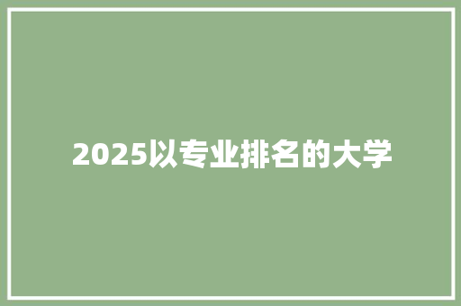 2025以专业排名的大学