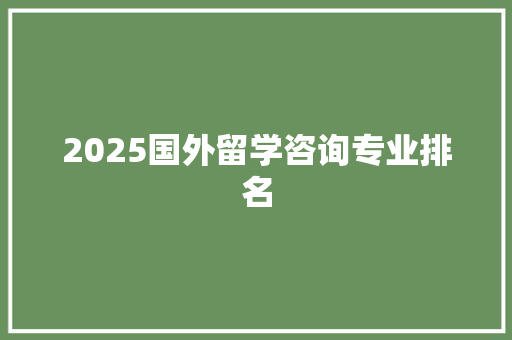 2025国外留学咨询专业排名