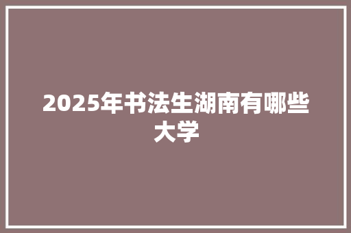 2025年书法生湖南有哪些大学