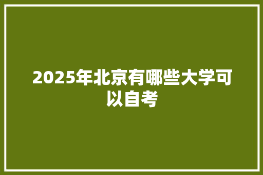 2025年北京有哪些大学可以自考 工作总结