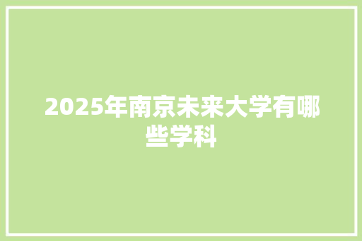 2025年南京未来大学有哪些学科