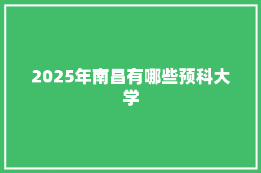 2025年南昌有哪些预科大学