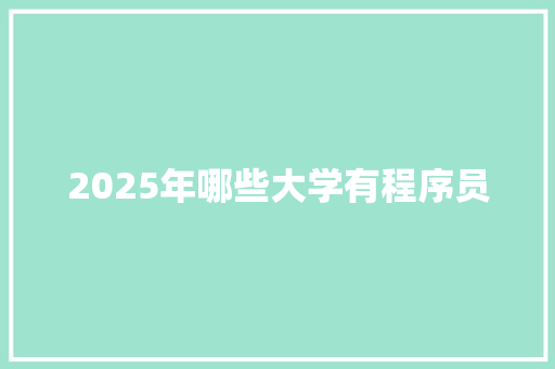 2025年哪些大学有程序员