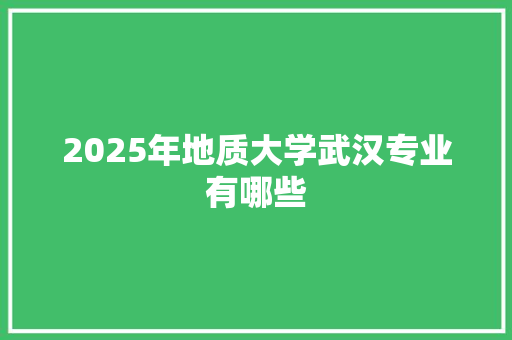 2025年地质大学武汉专业有哪些