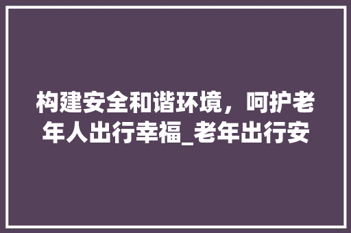 构建安全和谐环境，呵护老年人出行幸福_老年出行安全计划解读