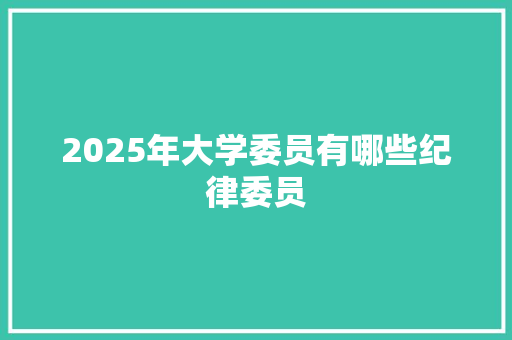 2025年大学委员有哪些纪律委员