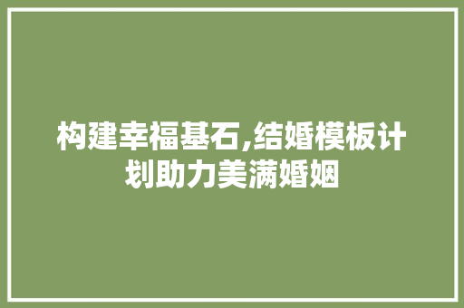 构建幸福基石,结婚模板计划助力美满婚姻