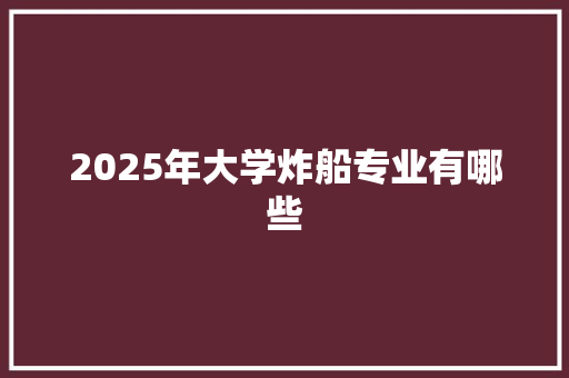 2025年大学炸船专业有哪些