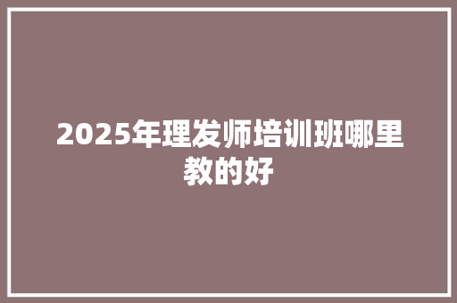 2025年理发师培训班哪里教的好
