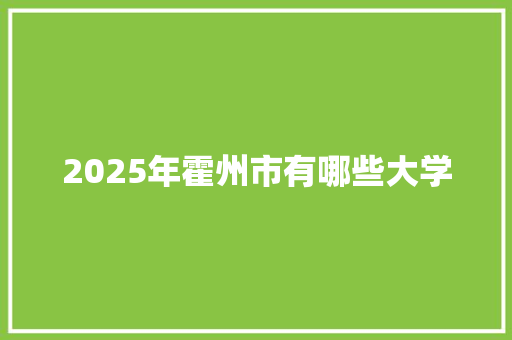 2025年霍州市有哪些大学 工作总结