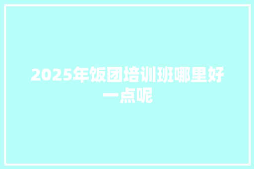 2025年饭团培训班哪里好一点呢