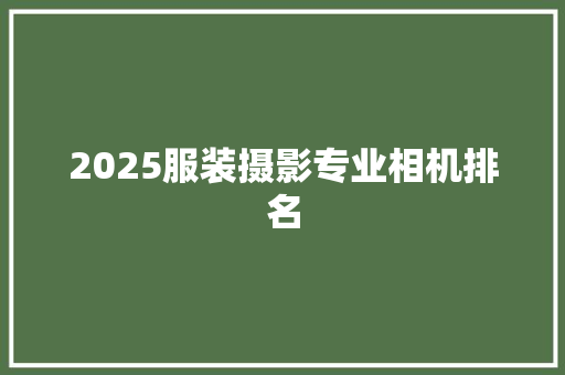 2025服装摄影专业相机排名