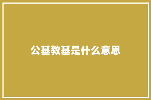 公基教基是什么意思