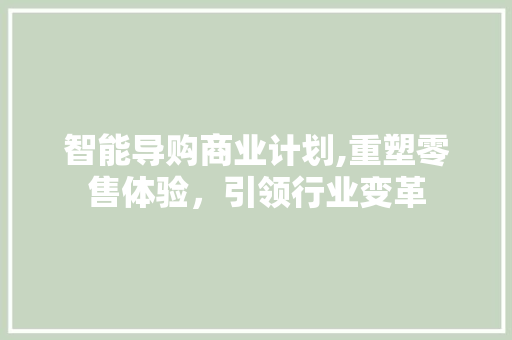 智能导购商业计划,重塑零售体验，引领行业变革 演讲稿