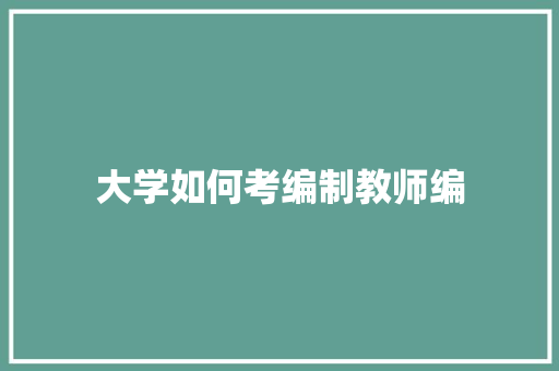 大学如何考编制教师编