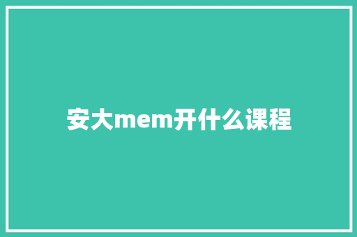 安大mem开什么课程