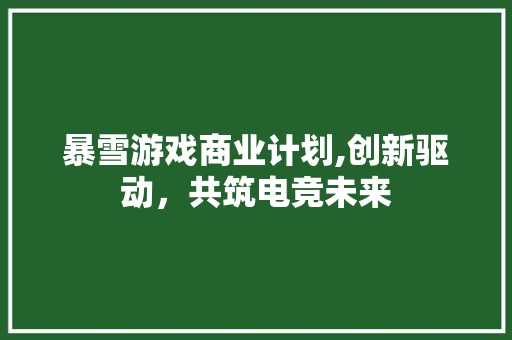 暴雪游戏商业计划,创新驱动，共筑电竞未来 名人名言
