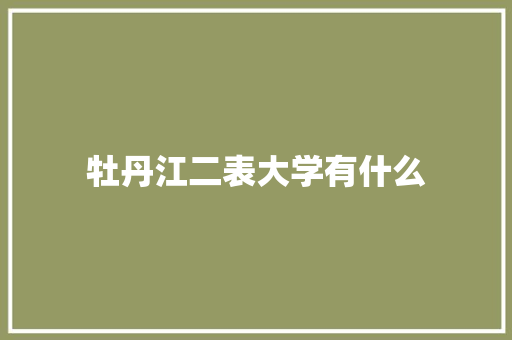 牡丹江二表大学有什么