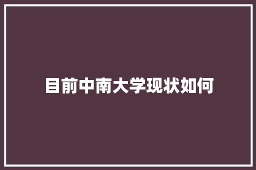 目前中南大学现状如何