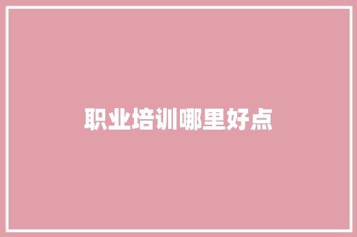 职业培训哪里好点