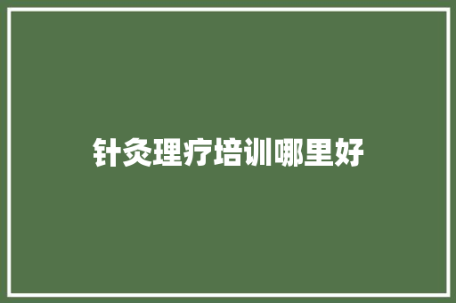 针灸理疗培训哪里好