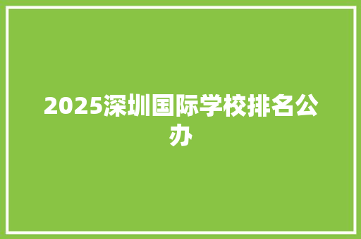 2025深圳国际学校排名公办