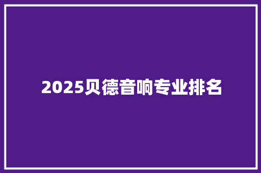 2025贝德音响专业排名
