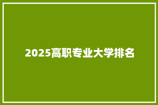 2025高职专业大学排名 工作总结