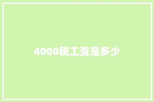 4000税工资是多少