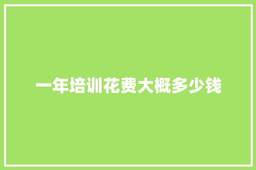 一年培训花费大概多少钱