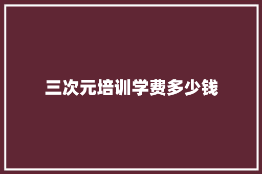 三次元培训学费多少钱