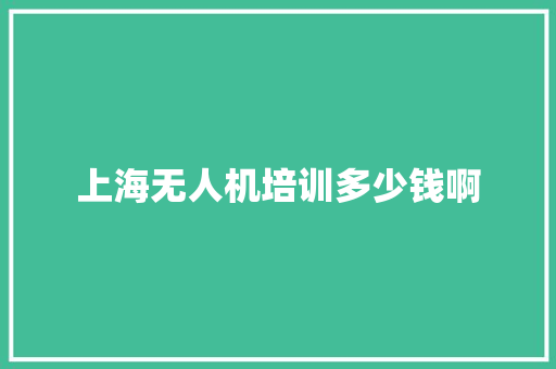上海无人机培训多少钱啊