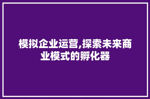 模拟企业运营,探索未来商业模式的孵化器