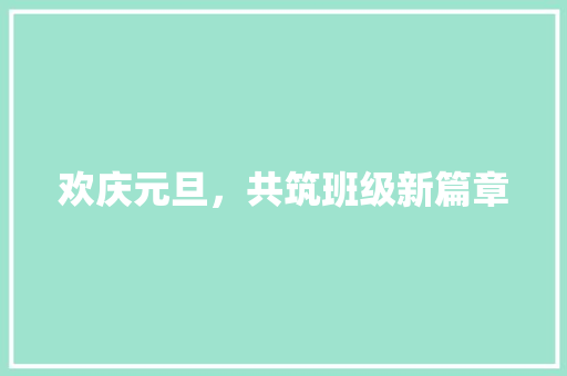 欢庆元旦，共筑班级新篇章