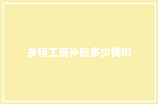 乡镇工资补贴多少钱啊