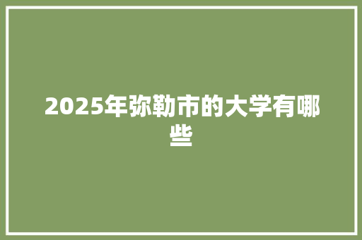 2025年弥勒市的大学有哪些
